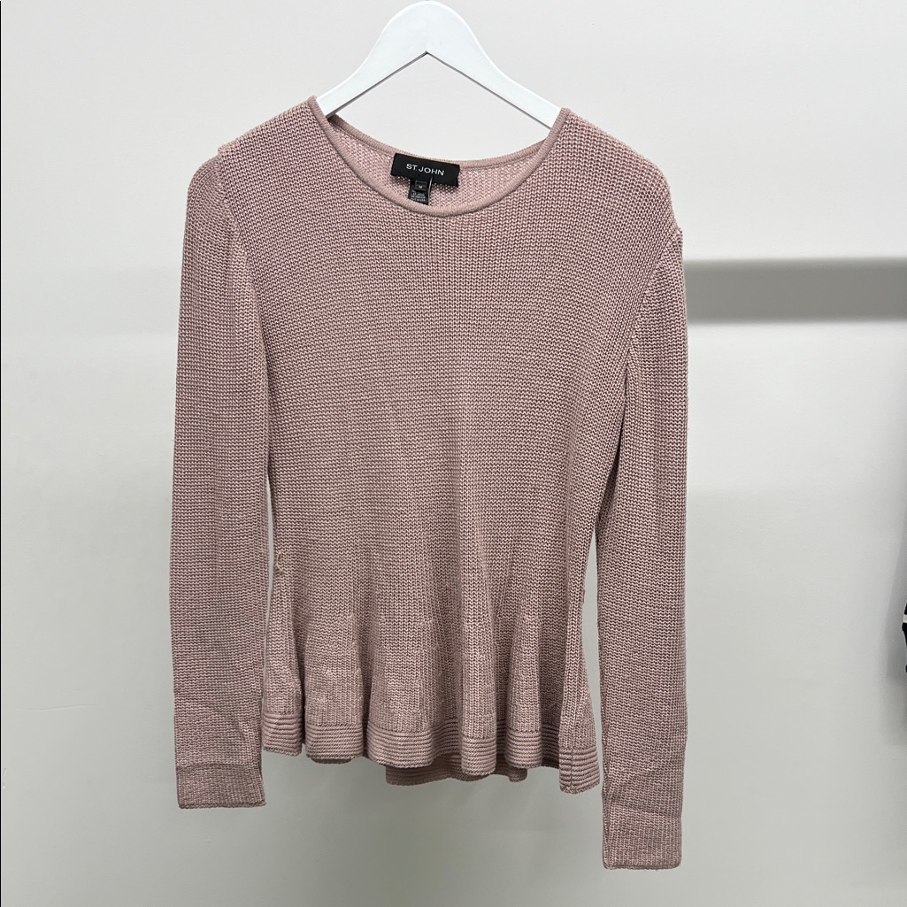 St. John Blush Knit Peplum Sweater